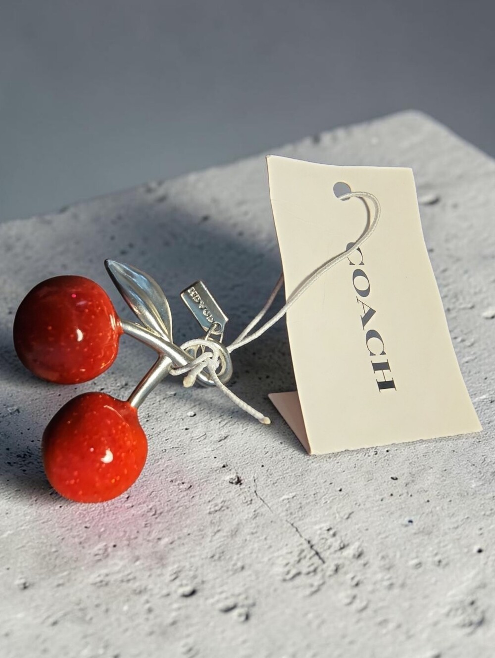 Coach  Nwt Red Cherry Drop Charm  with Silver-Tone Stem